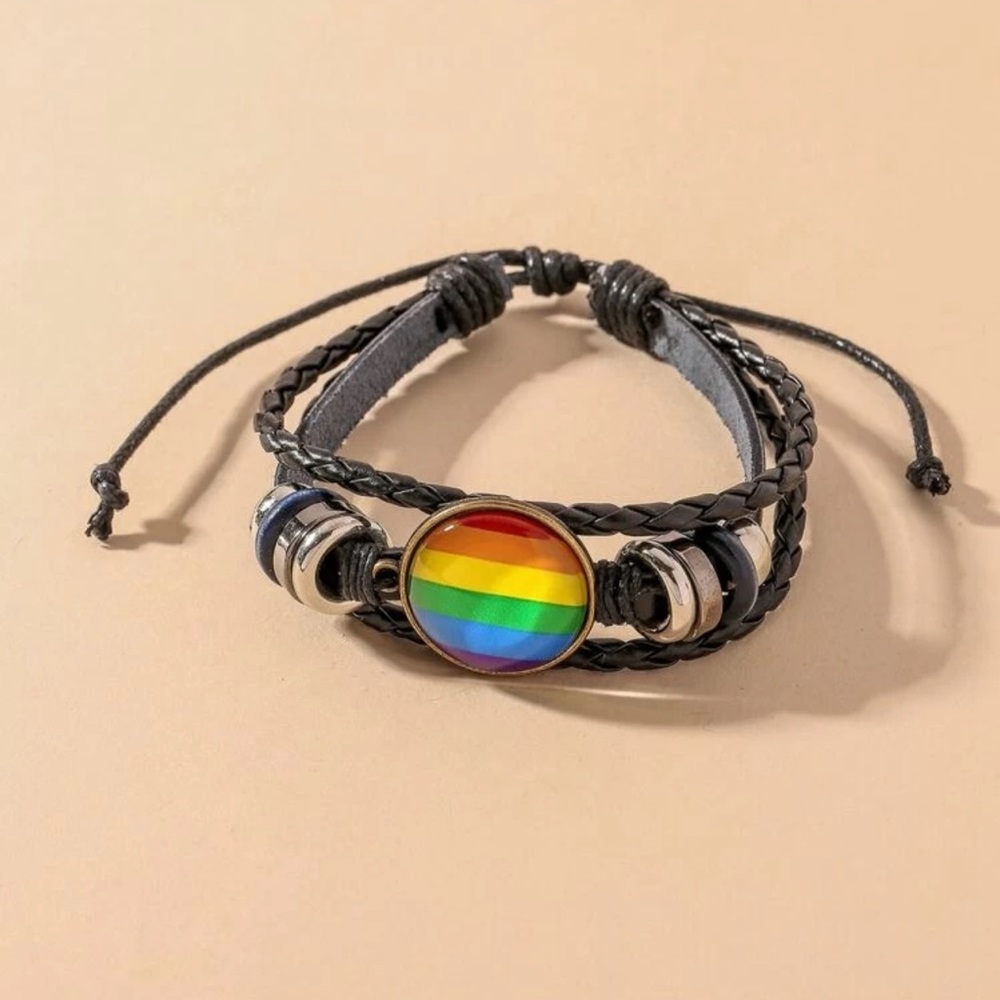 ๐ Awesome Rainbow Circle Metallic Beaded PU Leather Layered Adjustable Bracelet